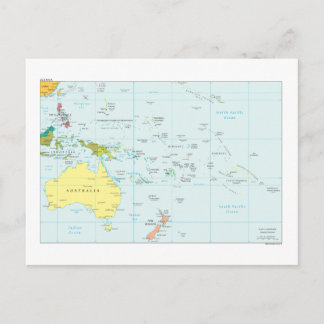 Map of Oceania Postcard