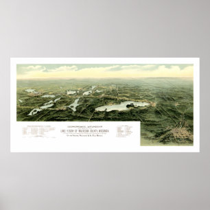 Map of Oconomowoc and Waukesha Wisconsin in 1890 Poster