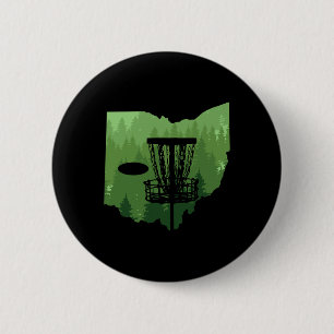 Map Of Ohio Disc Golf Player Frisbees Disc Golfer 6 Cm Round Badge