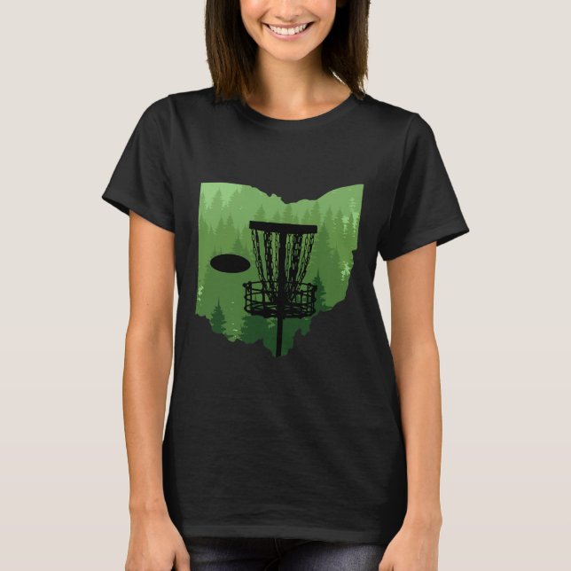 Map Of Ohio Disc Golf Player Frisbees Disc Golfer  T-Shirt (Front)