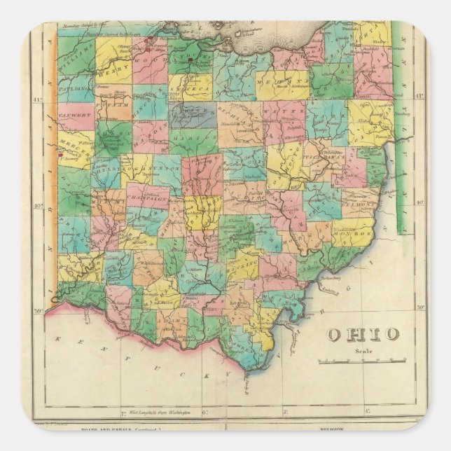 Map Of Ohio Square Sticker (Front)