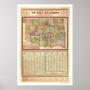 Map of Oklahoma and Indian Territory 1905 Poster