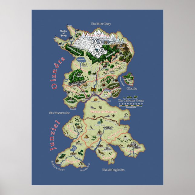 Map of Olandra & Junziel - Medium Poster (Front)