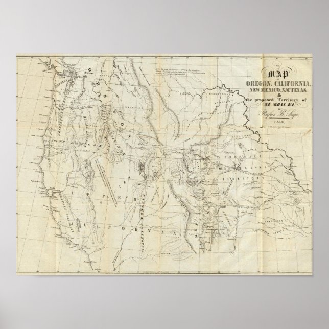 Map of Oregon, California, New Mexico Poster (Front)