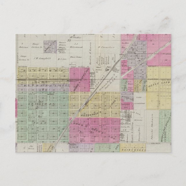 Map of Osage City, Kansas Postcard (Front)