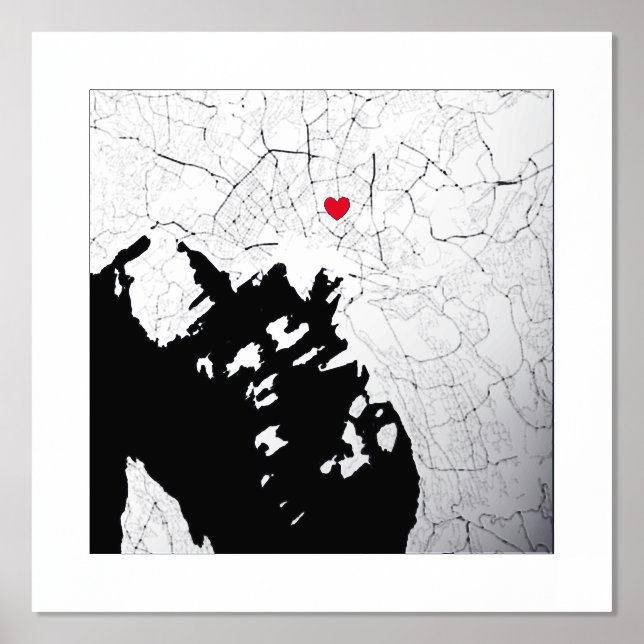  Map of Oslo, Norway Classy & Modern Elegant Gift Foil Prints (Front)