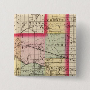 Map of Ottawa County, Michigan 15 Cm Square Badge