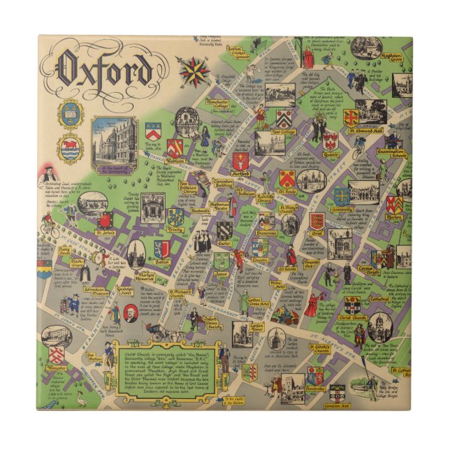 Map of Oxford, England (British Railways) Ceramic Tile (Front)