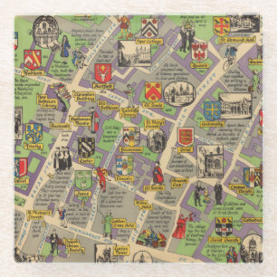 Map of Oxford, England (British Railways) Glass Coaster