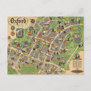 Map of Oxford, England (British Railways) Postcard