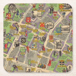 Map of Oxford, England (British Railways) Square Paper Coaster