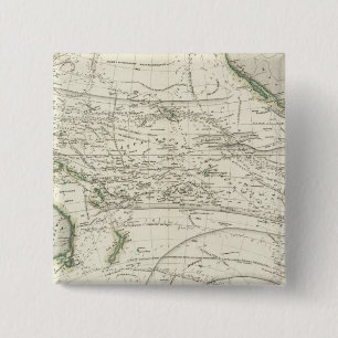 Map of Pacific Ocean 15 Cm Square Badge