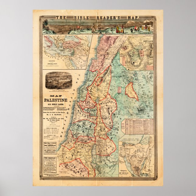 Map of Palestine and all Bible lands Poster (Front)