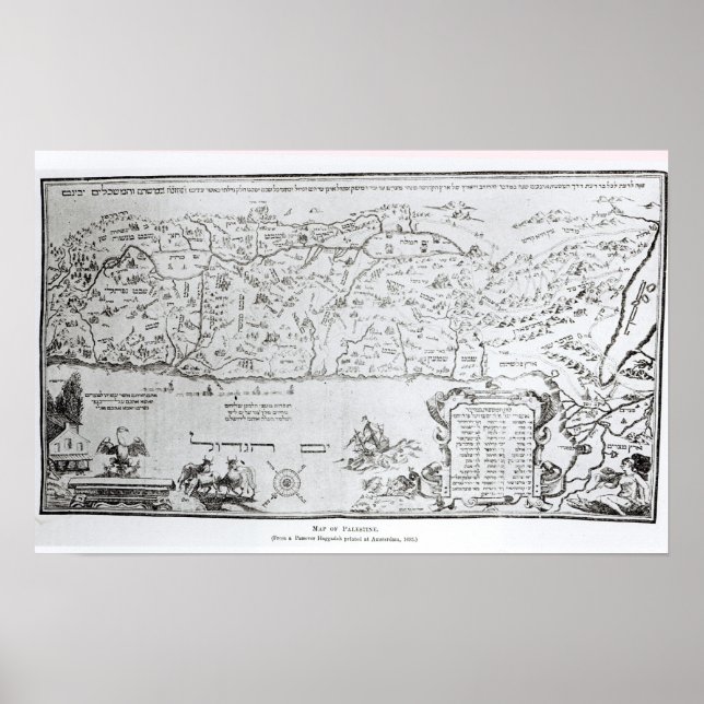 Map of Palestine, from a Passover Haggadah Poster (Front)