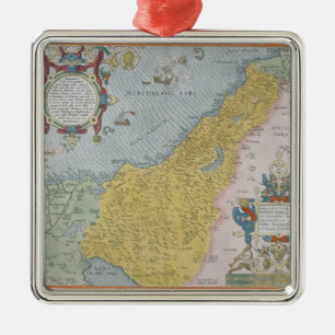 Map of Palestine Metal Ornament
