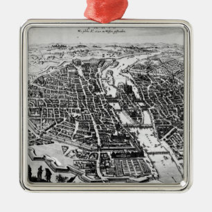 Map of Paris, 1620 Metal Ornament