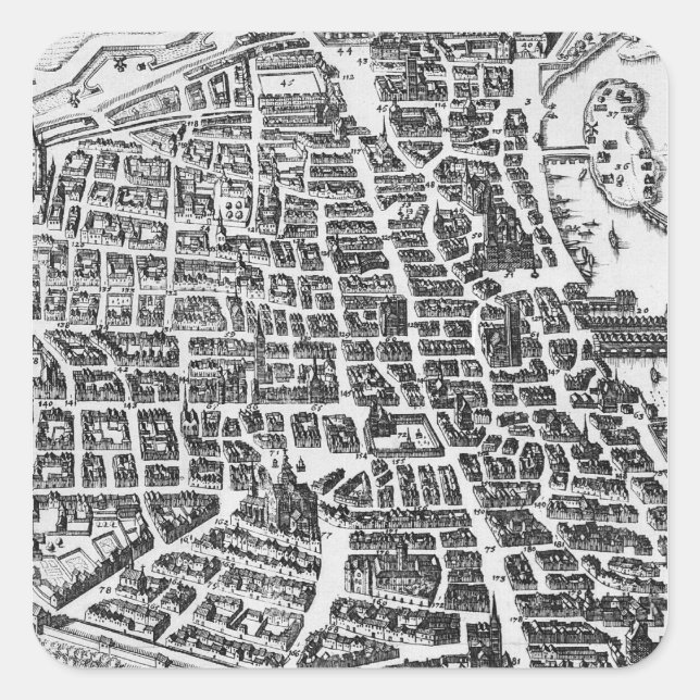 Map of Paris, 1620 Square Sticker (Front)