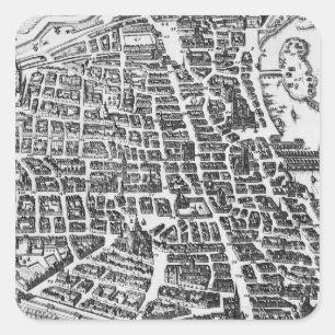 Map of Paris, 1620 Square Sticker