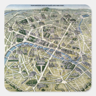 Map of Paris during the 'Grands Travaux' Square Sticker