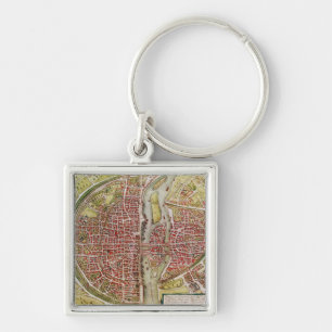 Map of Paris from 'Civitates orbis terrarrum' Key Ring