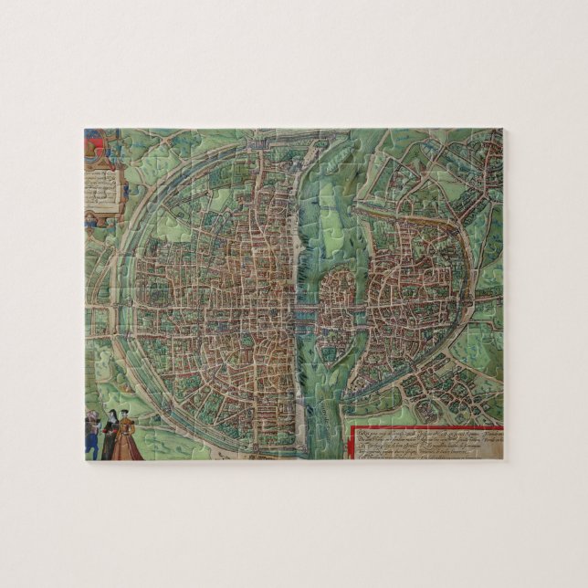 Map of Paris, from 'Civitates Orbis Terrarum' by G Jigsaw Puzzle (Horizontal)