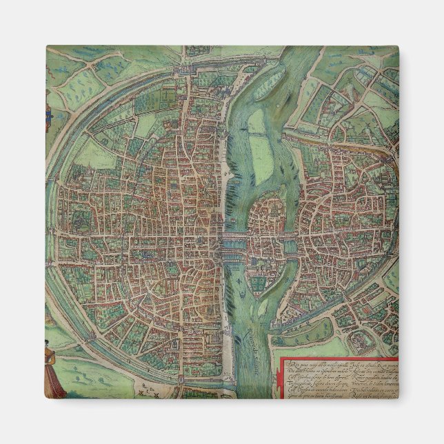 Map of Paris, from 'Civitates Orbis Terrarum' by G Magnet (Front)