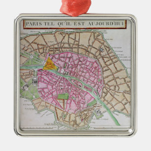 Map of Paris, June 1800 Metal Tree Decoration