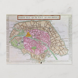 Map of Paris, June 1800 Postcard