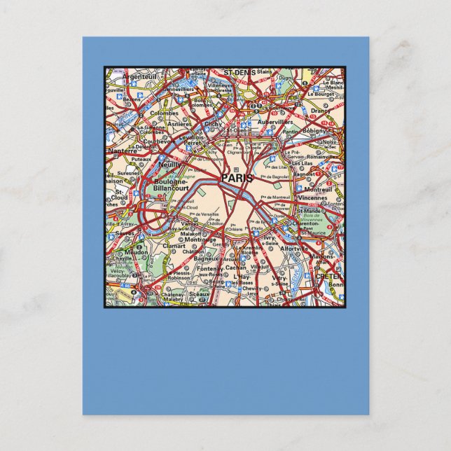 Map of Paris Postcard (Front)
