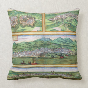 Map of Parma, Siena, Palermo, and Drepanum, from ' Cushion
