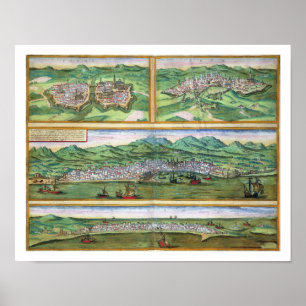 Map of Parma, Siena, Palermo, and Drepanum, from ' Poster