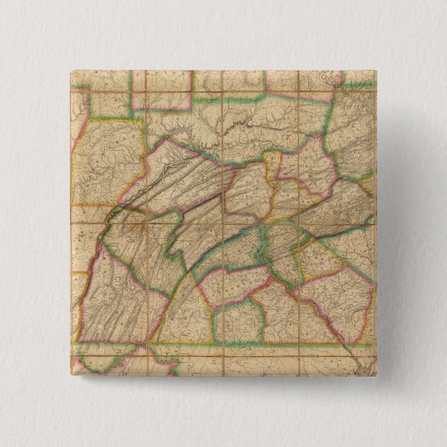 Map of Pennsylvania 15 Cm Square Badge (Front)