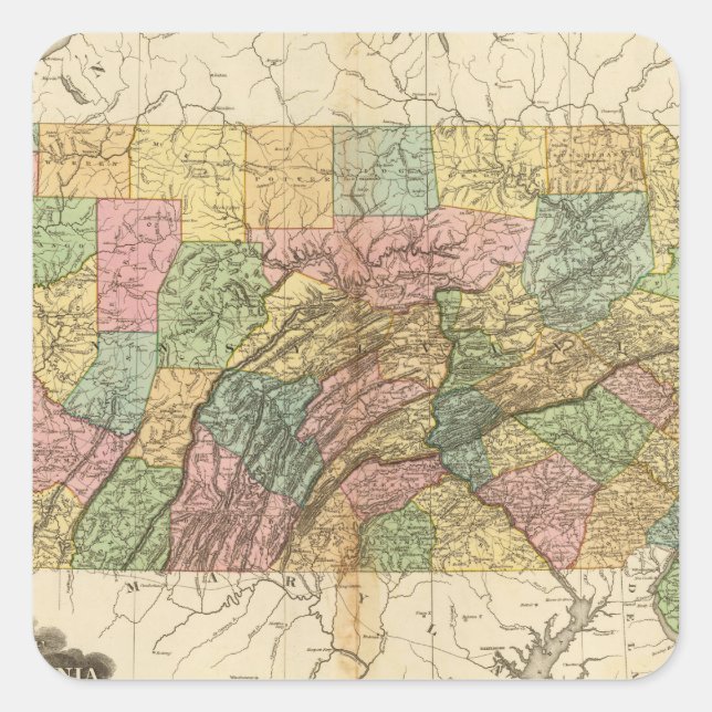 Map of Pennsylvania and New Jersey Square Sticker (Front)