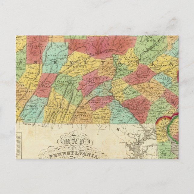 Map Of Pennsylvania New Jersey And Delaware Postcard (Front)