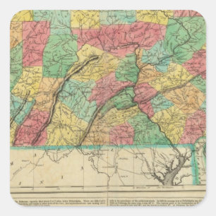 Map Of Pennsylvania Square Sticker