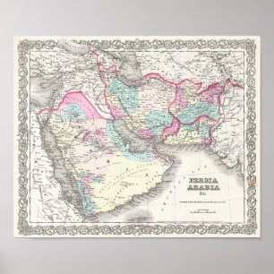 Map of Persia, Afghanistan and Arabia Poster
