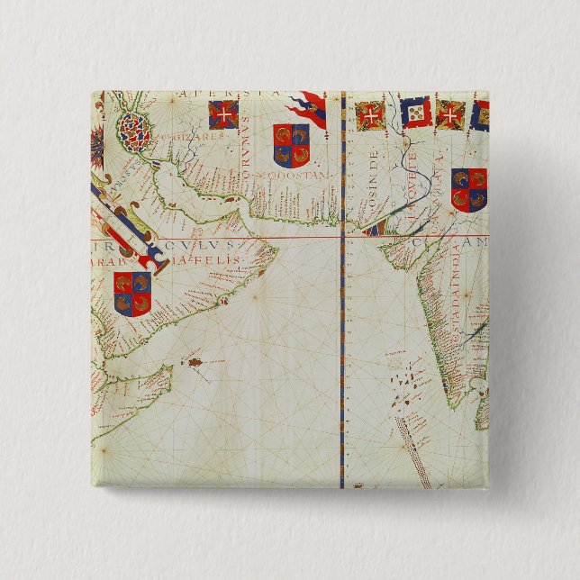 Map of Persia, Arabia and India 15 Cm Square Badge (Front)