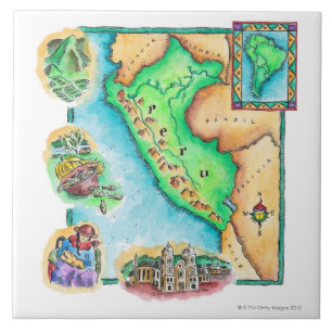 Map of Peru Ceramic Tile
