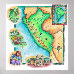 Map of Peru Poster