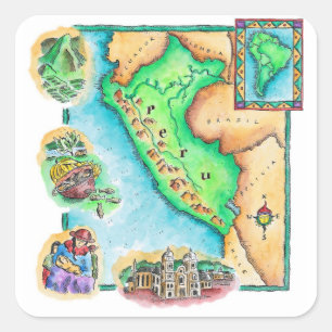 Map of Peru Square Sticker
