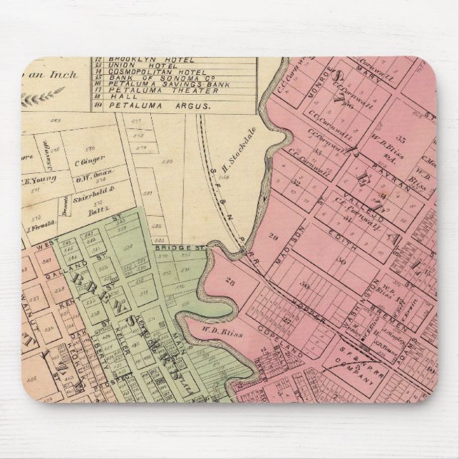 Map of Petaluma City 1877 Mouse Pad (Front)