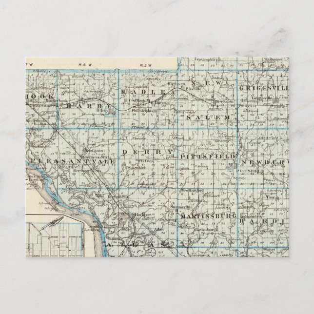 Map of Pike County and Pittsfield Postcard (Front)
