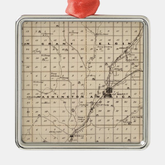 Map of Plymouth County Metal Ornament (Front)