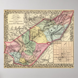 Map of Pocohontas, Greenbrier counties Poster