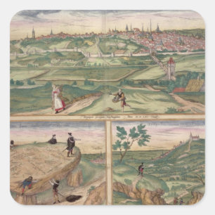 Map of Poitiers, from 'Civitates Orbis Terrarum' b Square Sticker