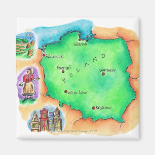 Map of Poland Magnet