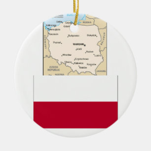 MAP OF POLAND, POLISH FLAG CERAMIC ORNAMENT