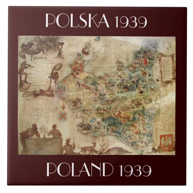 MAP OF POLAND / POLSKA TILE c.1939 (Front)