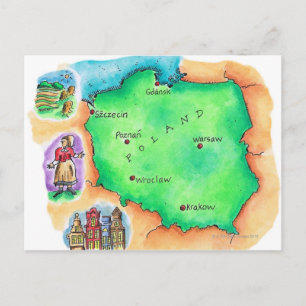 Map of Poland Postcard