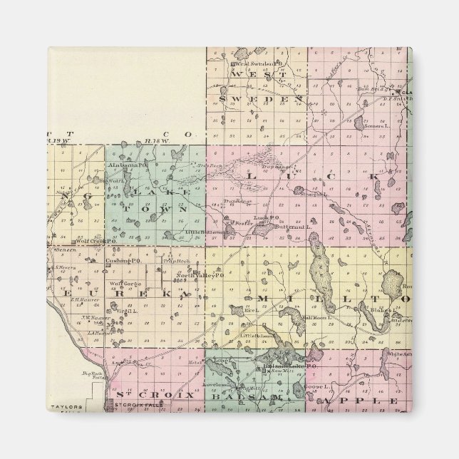 Map of Polk County, State of Wisconsin Magnet (Front)